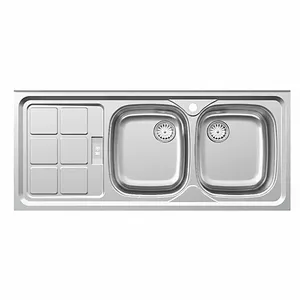 سینک ظرفشویی استیل روکار دو لگنه پلی استیل مدل 150