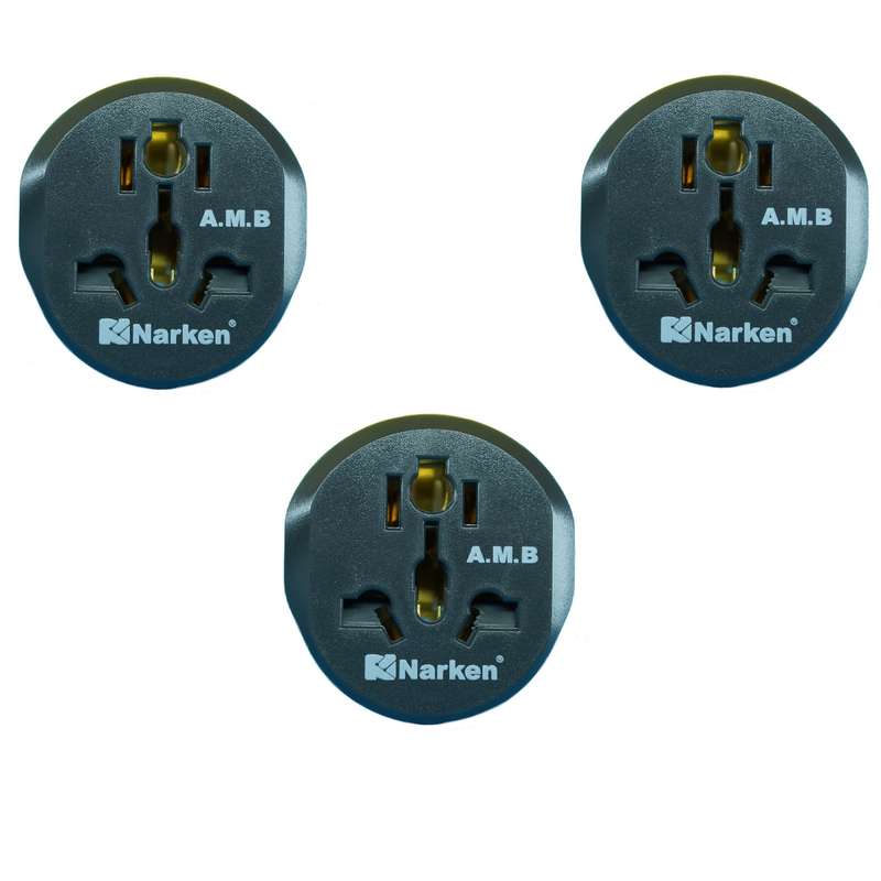 تبدیل دوشاخه برق نارکن مدل 3 به 2 توان بسته 3 عددی