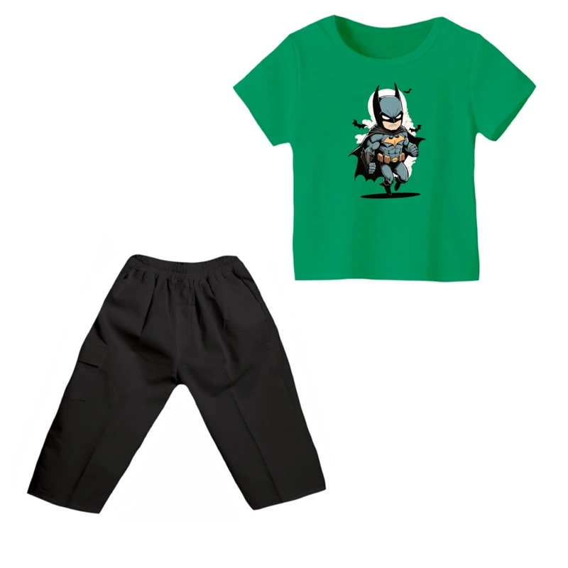 ست تی شرت و شلوارک پسرانه مدل بتمن کد ۱۰