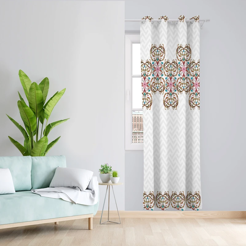 پرده طرح قاب مدل مخمل پانچی کد 1868 z سایز 140x200 سانتی متر