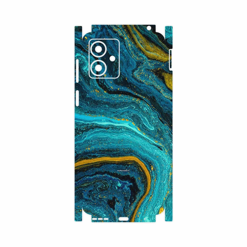برچسب پوششی ماهوت مدل Turquoise marblewith golden streaks-FullSkin مناسب برای گوشی موبایل موتورولا Moto G14