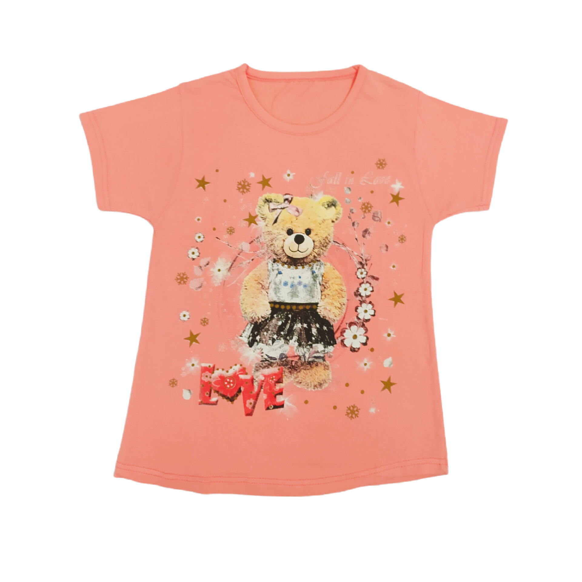 تی شرت دخترانه مدل خرسی رنگ نارنجی