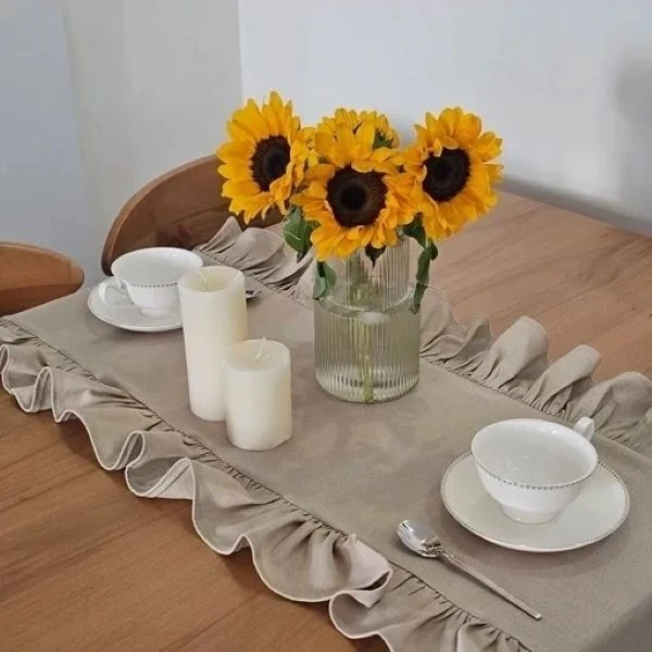 رانر مدل لینن نچرال دور چین چینی سایز 100x45 سانتی‌متر