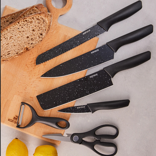 ست چاقو 6 پارچه کاراجا مدل black stone ست چاقو 6 پارچه کاراجا مدل black stone