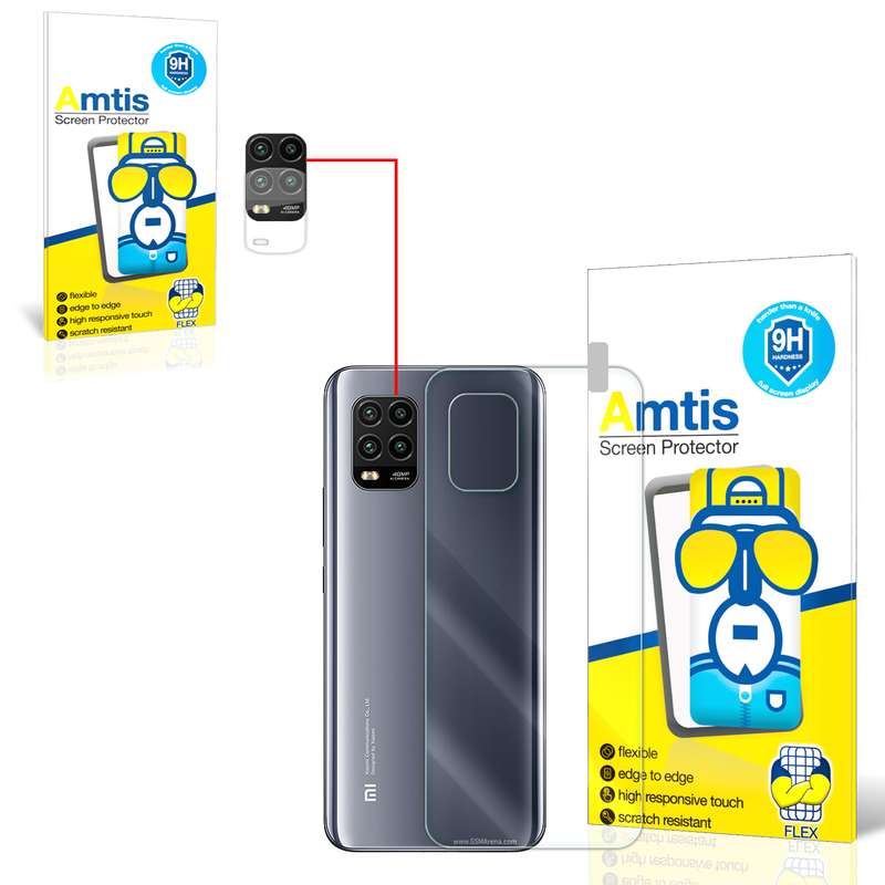محافظ لنز دوربین امتیس مدل m5g مناسب برای گوشی موبایل شیائومی MI 10 LITE 5G به همراه محافظ پشت گوشی