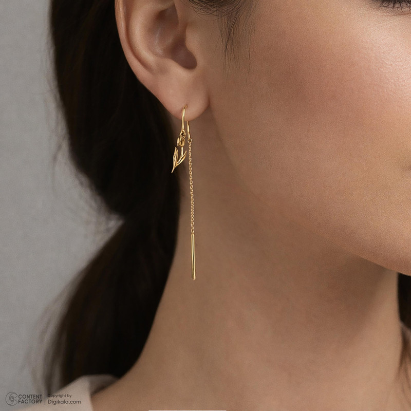 گوشواره بخیه‌ای طلا 18 عیار زنانه جواهری راز مدل 2412-37 - 2