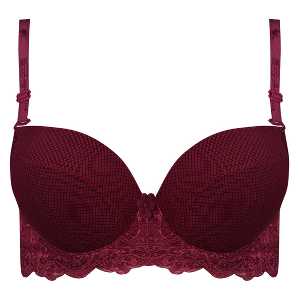 سوتین زنانه پانیذ مدل فنردار پوش آپ کد 4851 رنگ زرشکی