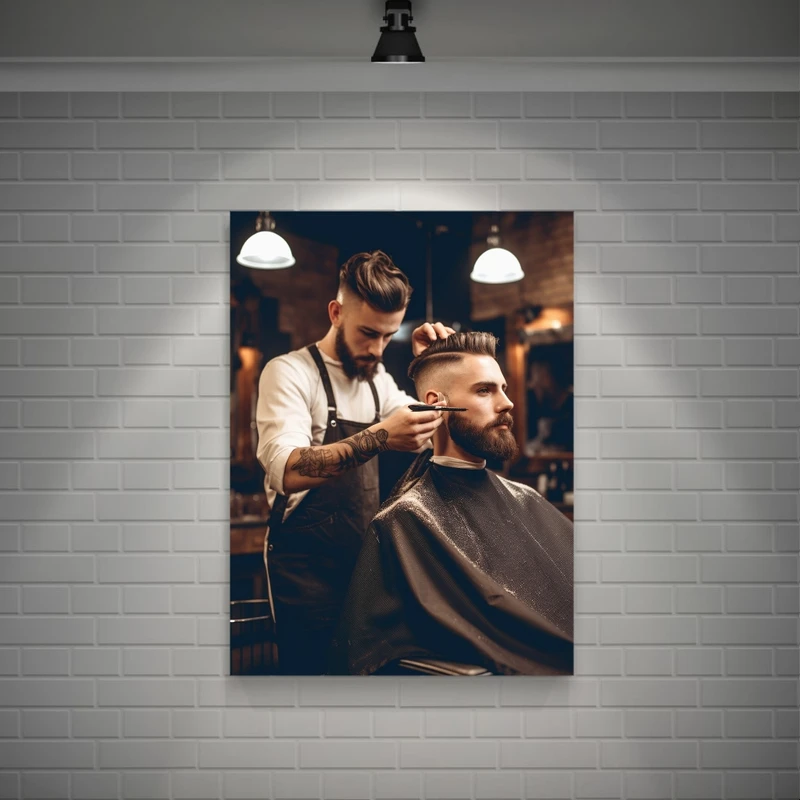 تابلو بوم طرح مخمل آرایشگاه مردانه مدل کلاسیک کد GR569