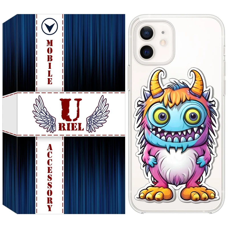 کاور ژله ای یوریل قاب مدل Clear کد 50 طرح میکروب مناسب برای گوشی موبایل اپل iPhone 12