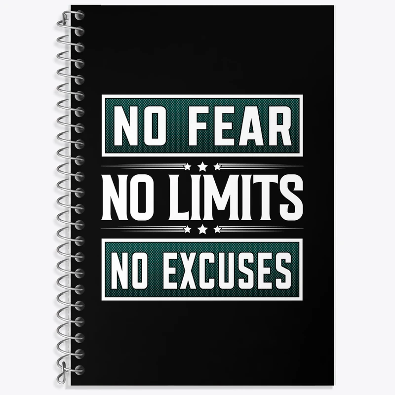 دفتر زبان 50 برگ خندالو مدل دو خط طرح No Fear No Limits No Excuses کد F1053