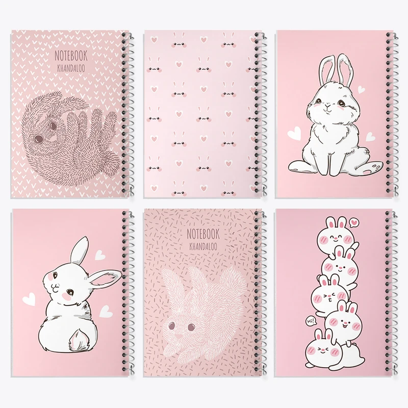 دفتر نقاشی 50 برگ خندالو طرح خرگوش کیوت کد 183 مجموعه 6 عددی