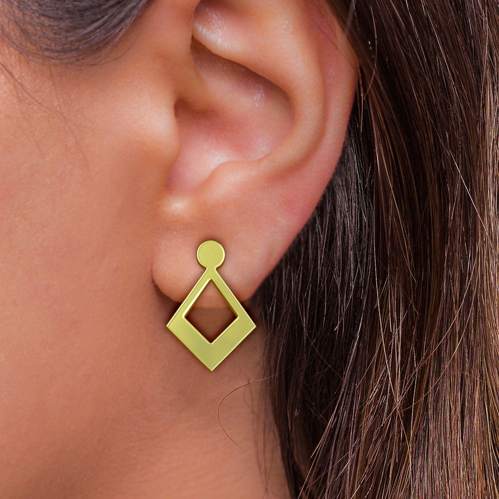 گوشواره طلا 18 عیار زنانه مدوپد مدل لوزی کد GA1-10465