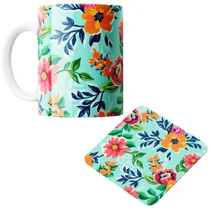 ماگ پاد آفرین مدل بهار طرح گل کد PZ290 به همراه زیرلیوانی