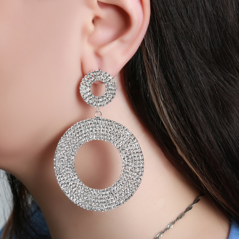 گوشواره زنانه مدل جواهری طرح دایره کد 102007029