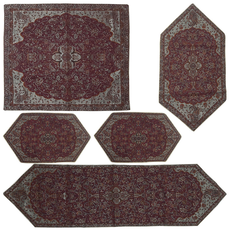  ست 5 تکه رومیزی ترمه مدل M-IMA-4775