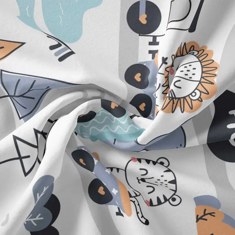 پارچه ملحفه پارچه باما مدل مخمل طرح نوزادی دنیای حیوانات کد 5011249