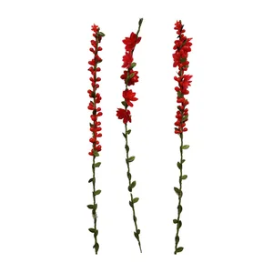 گل مصنوعی مدل شاخه ای گل و غنچه مجموعه 3 عددی
