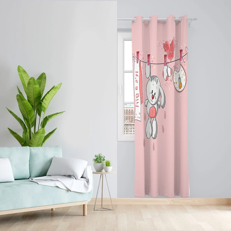  پرده مدل اتاق کودک دخترانه مخمل پانچی کد 1094 سایز 140x200 سانتی متر