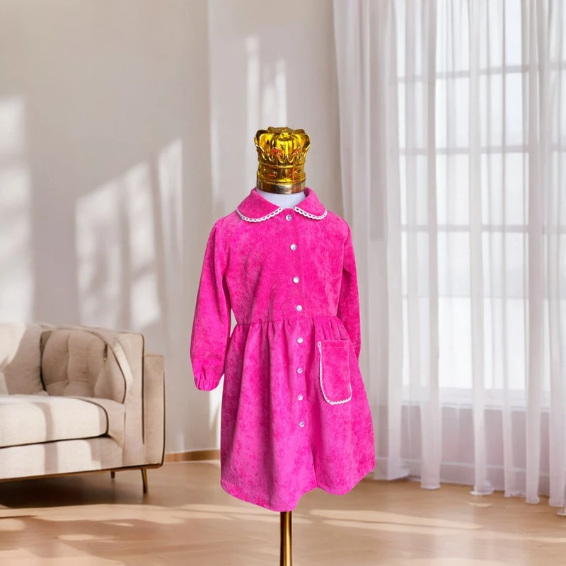 عکس شماره 6 : پیراهن آستین بلند یقه ب ب دخترانه مدل تک جیب