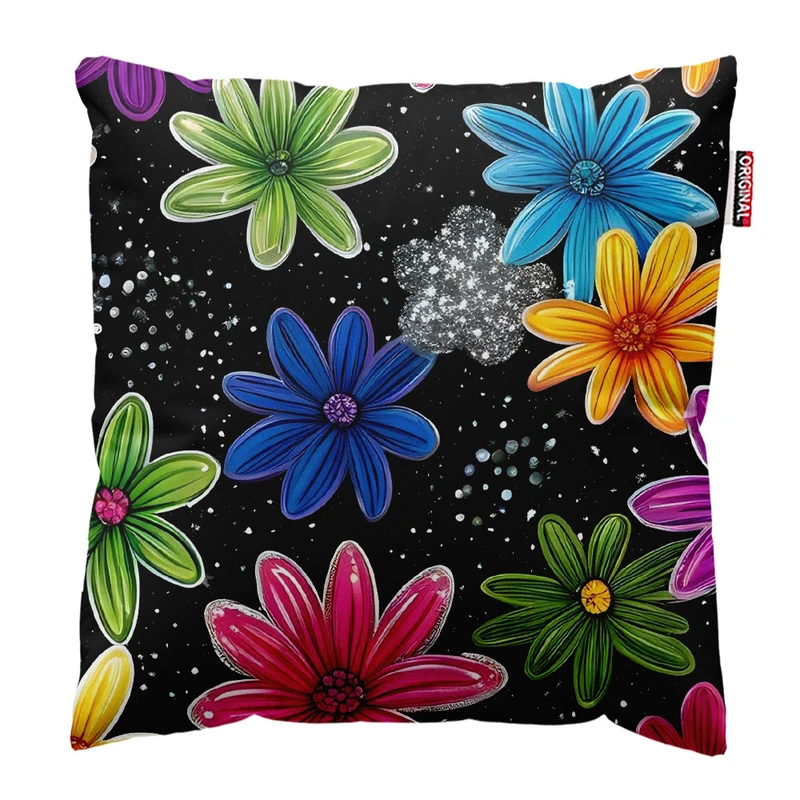 کوسن پاد آفرین طرح گل کد 5235 سایز 30*30 سانتی متر