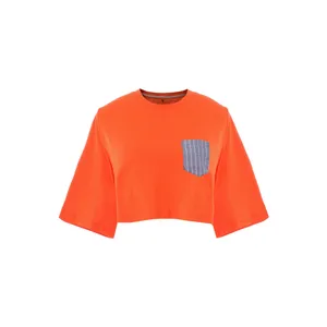 کراپ‌تاپ آستین کوتاه زنانه بنیس مدل ماین رنگ نارنجی