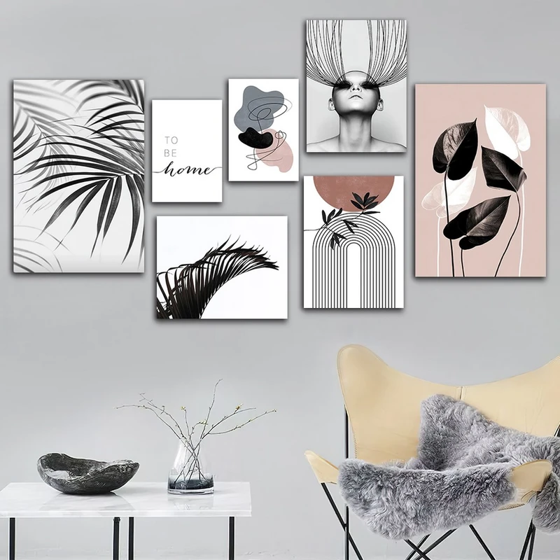 تابلو شاسی بکلیت طرح طبیعت و پرتره مدرن مدل SH-716 مجموعه 7 عددی