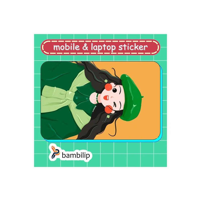 استیکر بامبیلیپ مدل کارت عابر طرح دختر لپ قرمزی کد 3072677