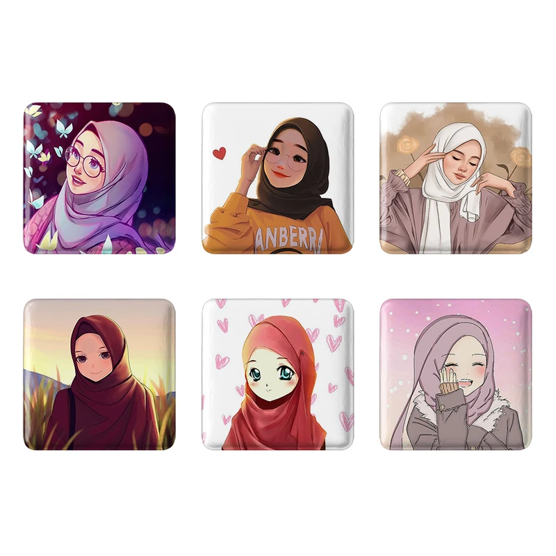 مگنت خندالو طرح دخترانه باحجاب کد 1668A مجموعه 6 عددی
