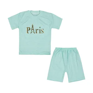 ست تی شرت و شلوارک دخترانه مدل پاریس کد 3354