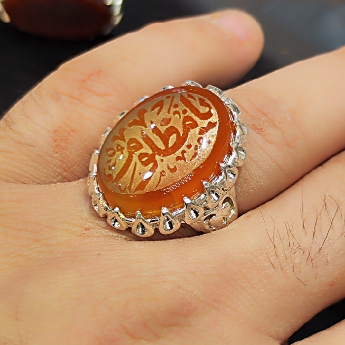 انگشتر مردانه مدل سنگ عقیق خطی کد ۹۴۰۴۰