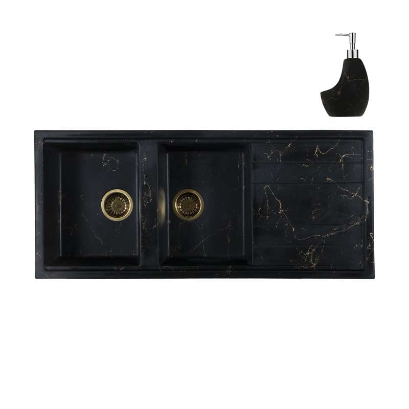 سینک ظرفشویی گرانیت لیگوریا مدل ماسا توکار به همراه مخزن مایع ظرفشویی