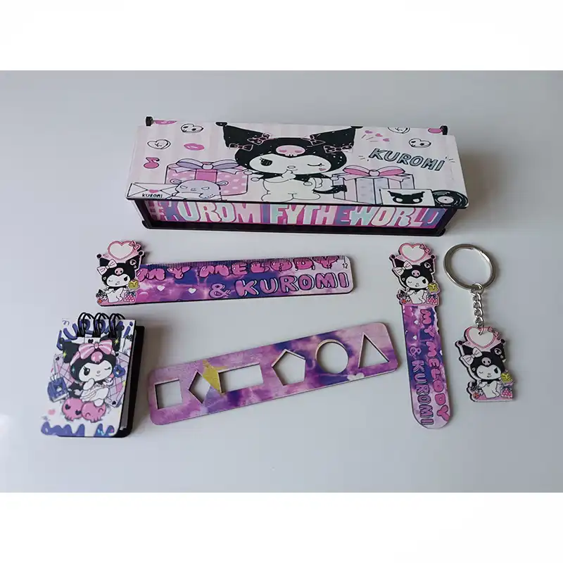 بسته لوازم تحریر مدل چوبی کرومی مجموعه 6 عددی