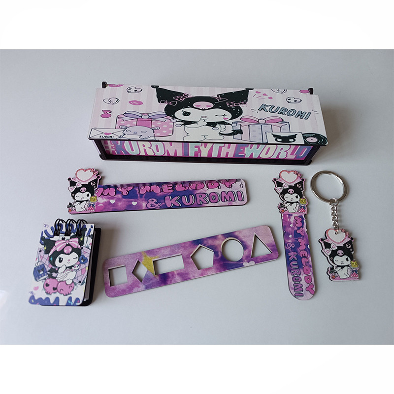 بسته لوازم تحریر مدل چوبی کرومی مجموعه 6 عددی