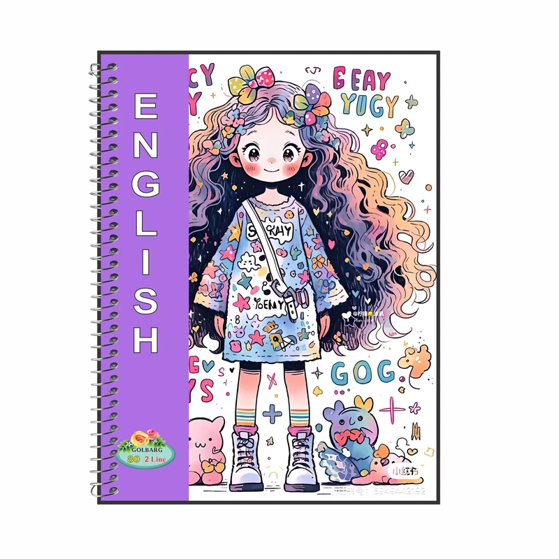 دفتر زبان 80 برگ گلبرگ مدل دخترانه کد 7092