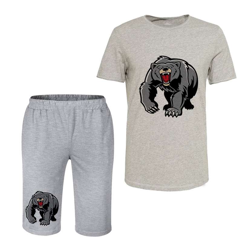 ست تی شرت و شلوارک مردانه مدل خرس کد C10 رنگ طوسی