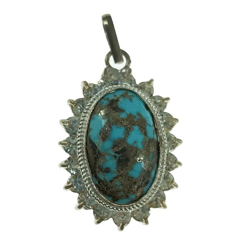 آویز گردنبند نقره زنانه سلین کالا مدل فیروزه نیشابور کد 23