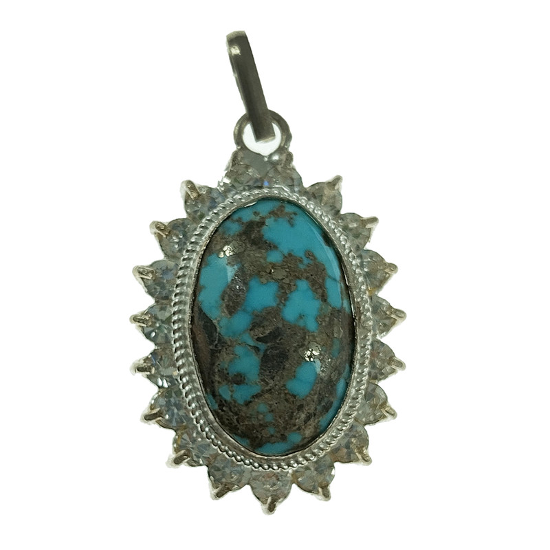 آویز گردنبند نقره زنانه سلین کالا مدل فیروزه نیشابور کد 23