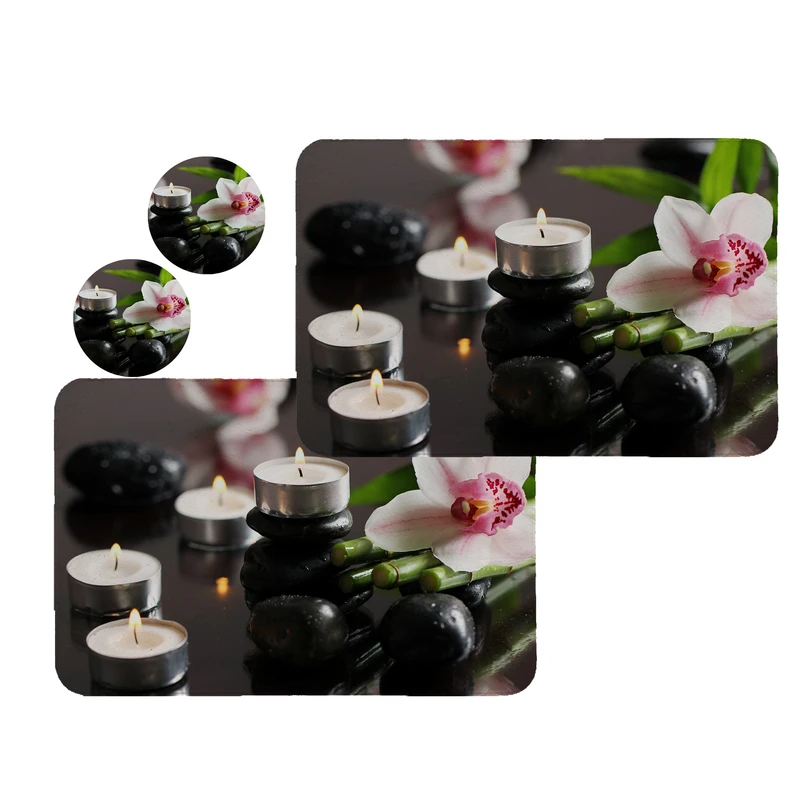 زیربشقابی طرح شمع کد 8444 مجموعه 2 عددی همراه زیر لیوانی