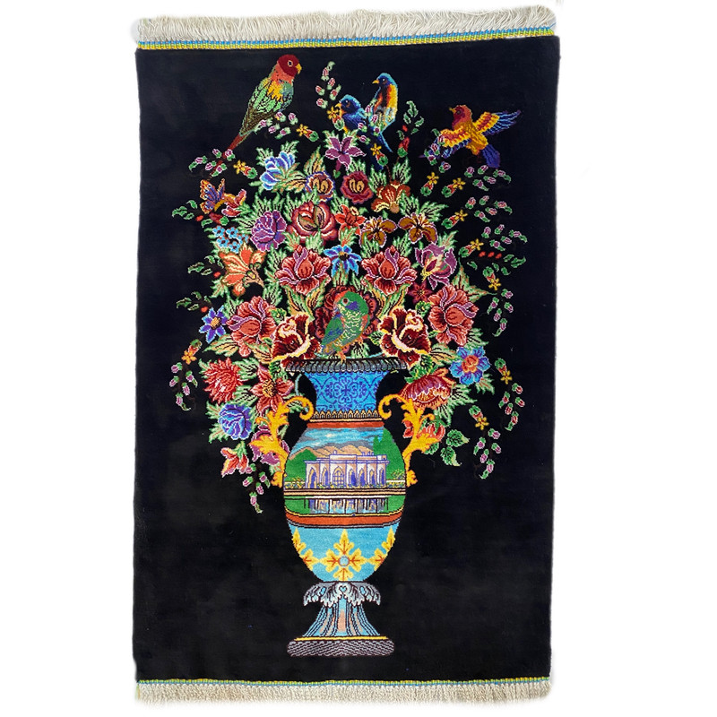 فرش دستبافت نیم متری مدل ابریشم کد 02