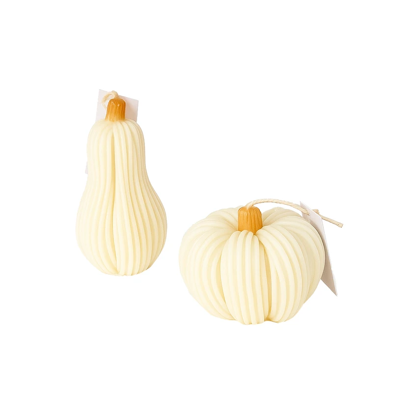 شمع دست ساز بدون بو مدل کدو بافت زمان اتمام 5 ساعت مجموعه 2 عددی