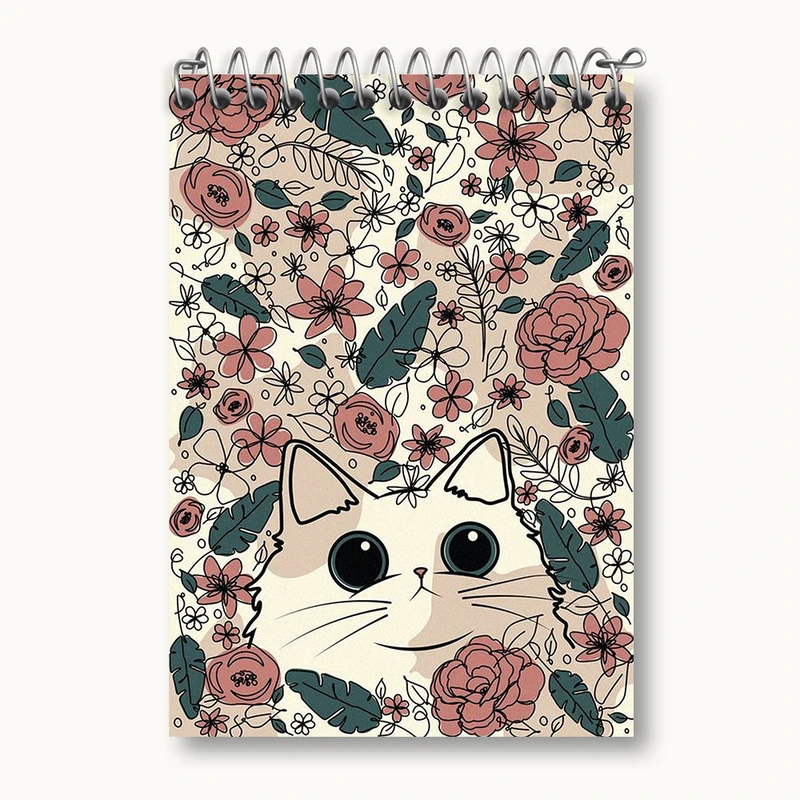 دفتر یادداشت 50 برگ خندالو طرح گربه و گل کد N1728