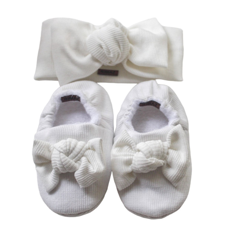 ست هدبند و پاپوش نوزادی ریماز مدل پاپیونی کد m905 رنگ سفید