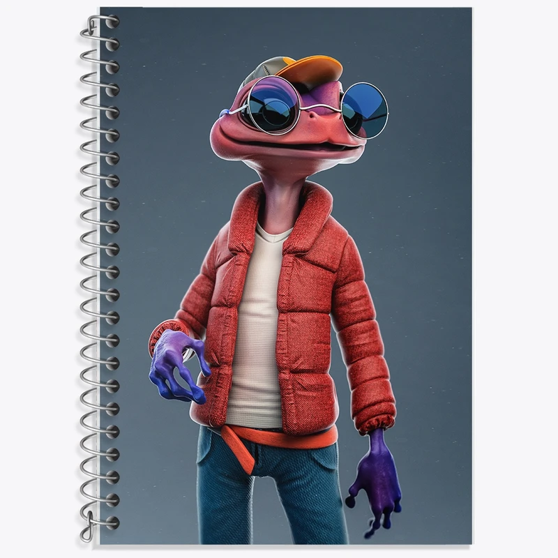 دفتر زبان 50 برگ خندالو مدل سه خط طرح قورباغه کد F551