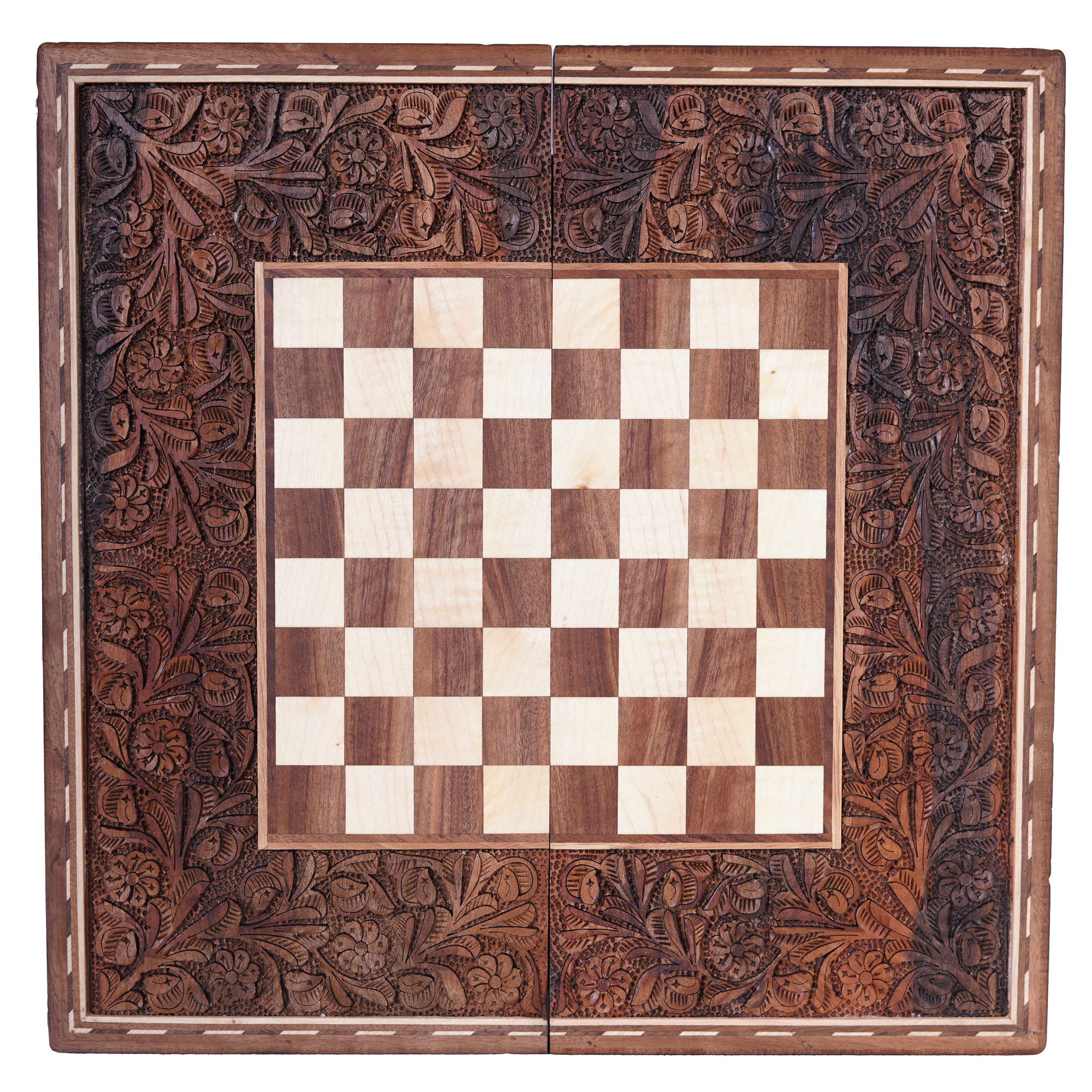 Handmade decorative wood carving chess board, lotus flower model, code 103