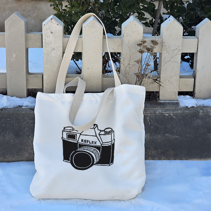 ساک خرید پارچه ای خندالو طرح دوربین عکاسی مدل توت بگ کد 6936