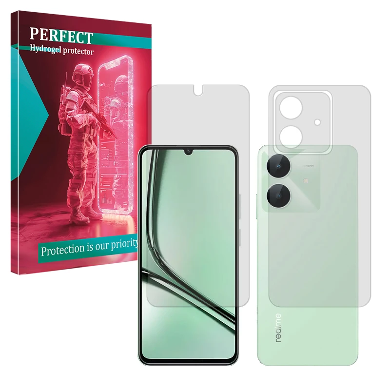 محافظ صفحه نمایش مات پرفکت مدل Tough مناسب برای گوشی موبایل ریلمی Note 60X به همراه محافظ پشت گوشی