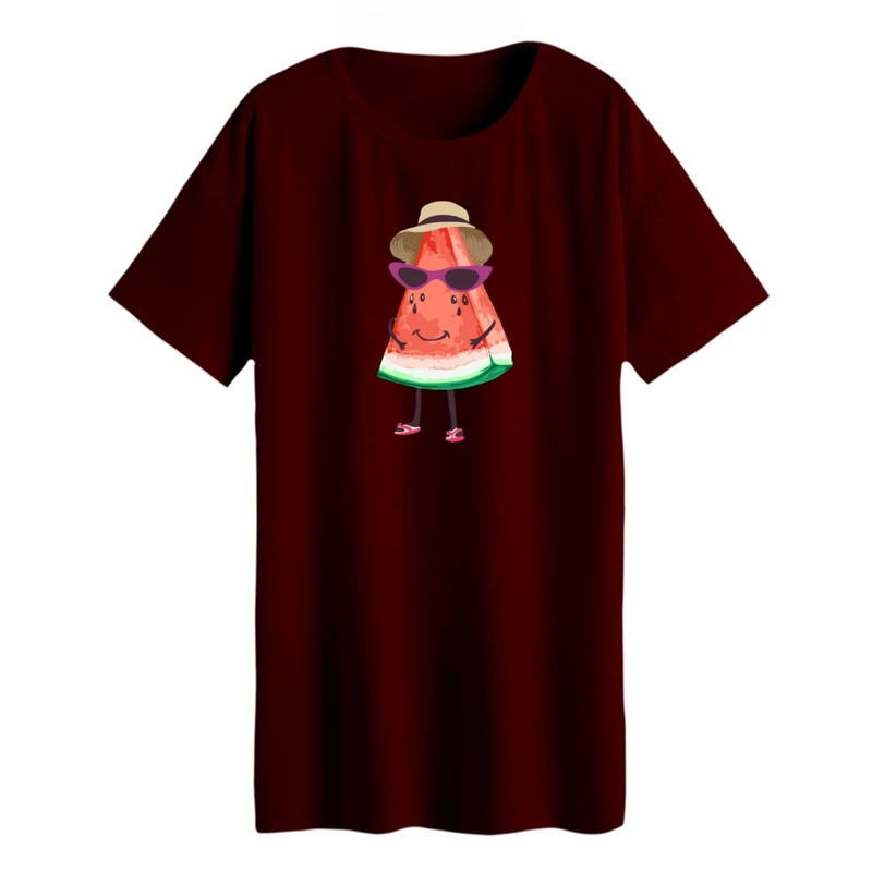 تی شرت لانگ زنانه مدل هندوانه یلدایی کد 69