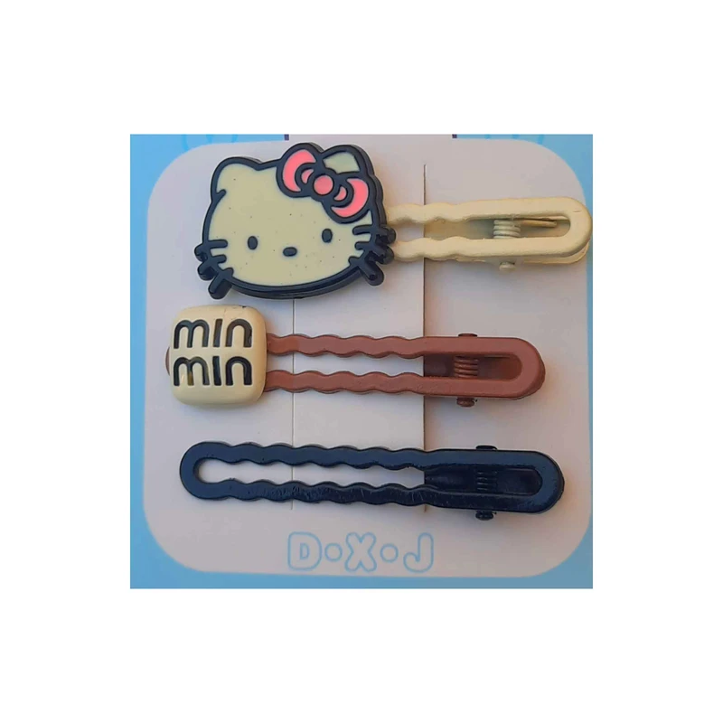 گیره مو دخترانه مدل هلو کیتی بسته 3 عددی