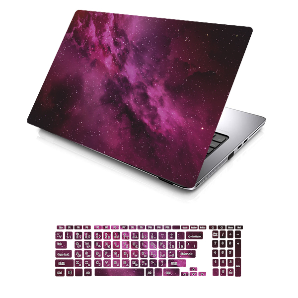 استیکر لپ تاپ توییجین و موییجین طرح Space کد 75 مناسب برای لپ تاپ 13 اینچ به همراه برچسب حروف فارسی کیبورد