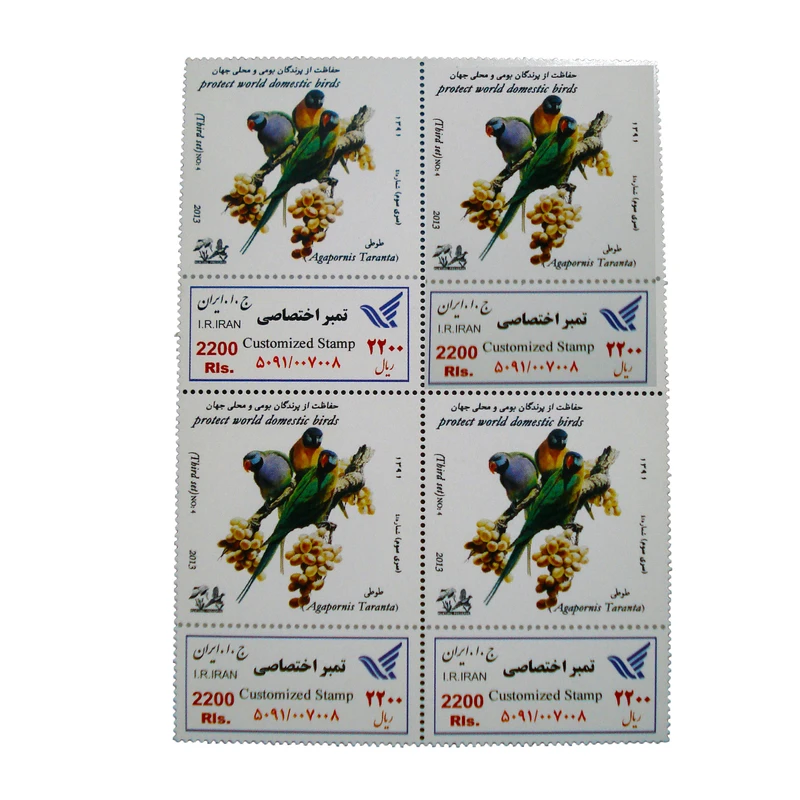 تمبر یادگاری طرح طبیعت مدل پرنده کد bird-752 بسته 4 عددی